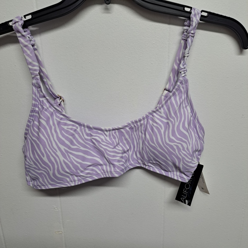 California Waves Bikini‎ Top Purple Zebra Print Size XL